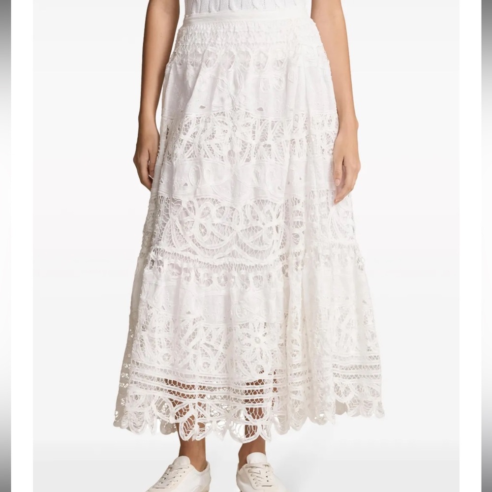 Polo Ralph Lauren Battenberg lace linen midi skirt | 10